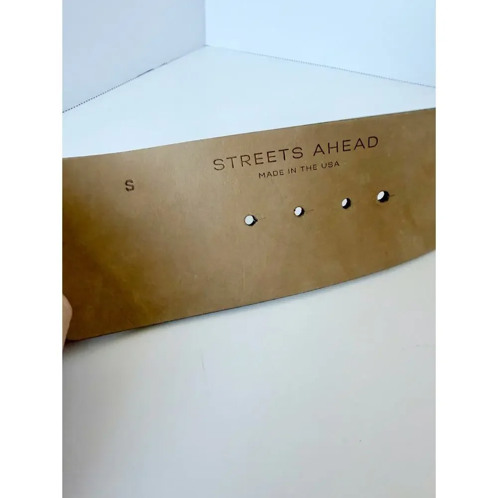 Streets Ahead Studded Leather Roger Belt Black Silver Small